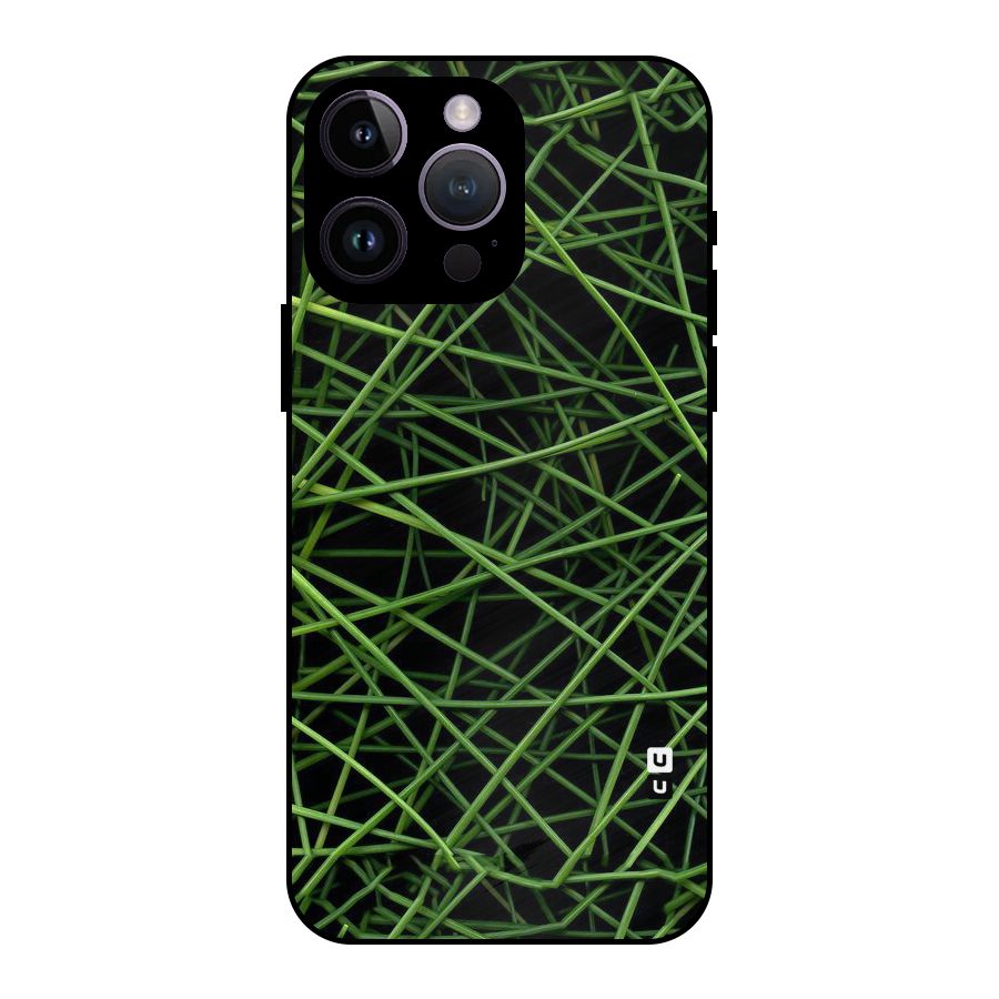 Green Lines Metal Back Case for iPhone 14 Pro Max