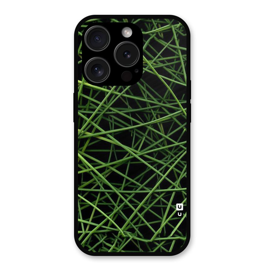 Green Lines Metal Back Case for iPhone 15 Pro