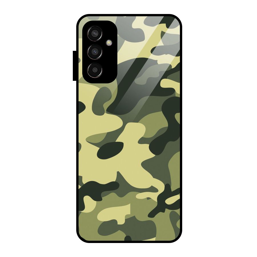 Green Military Pattern Glass Back Case for Galaxy F13
