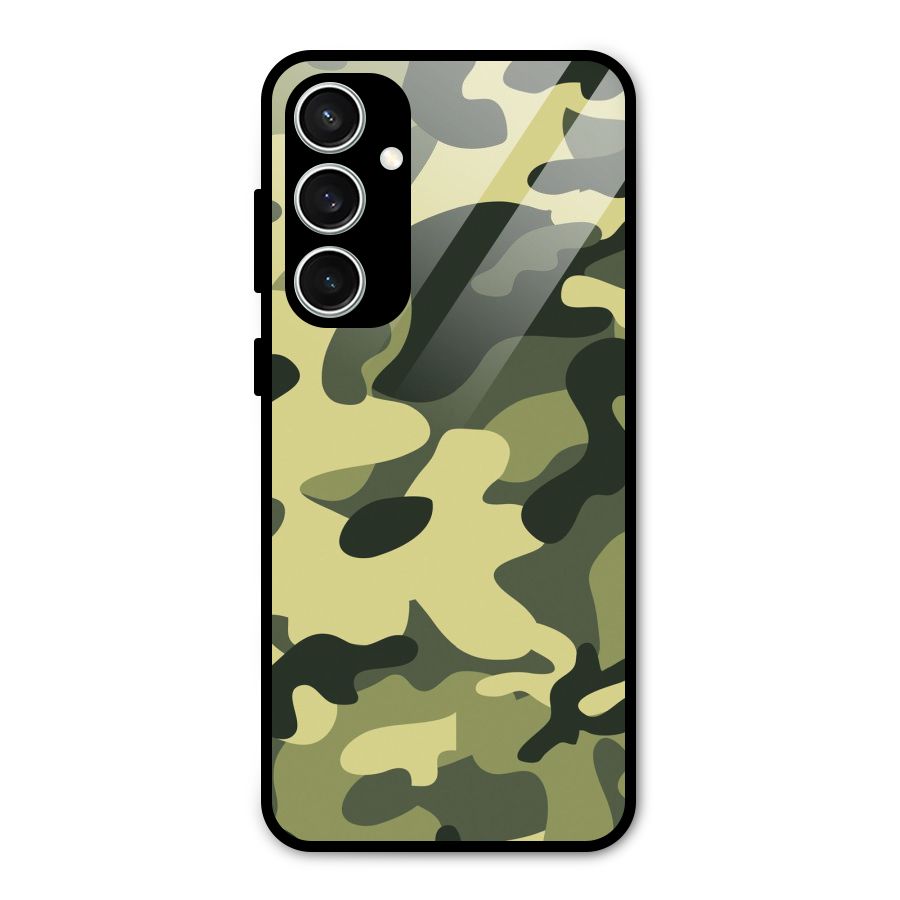 Green Military Pattern Glass Back Case for Galaxy S23 FE