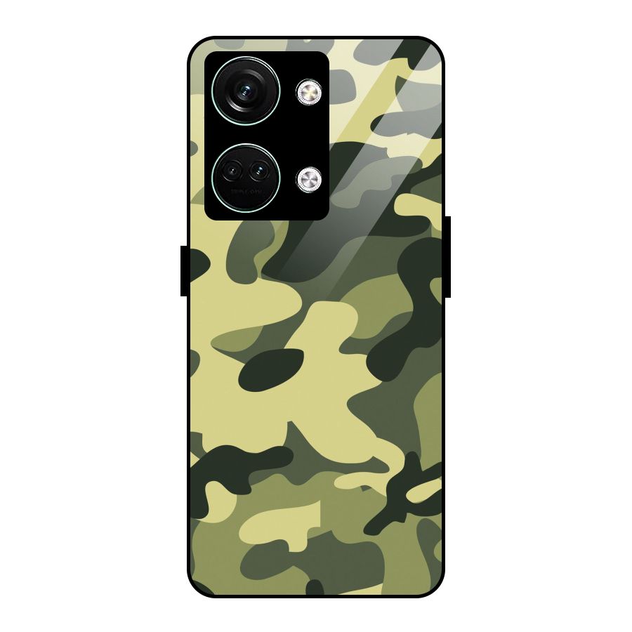 Green Military Pattern Glass Back Case for Oneplus Nord 3