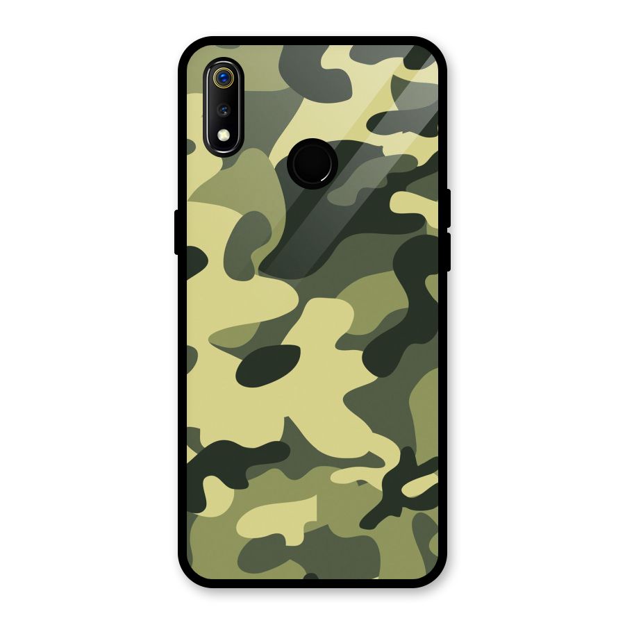 Green Military Pattern Glass Back Case for Realme 3i