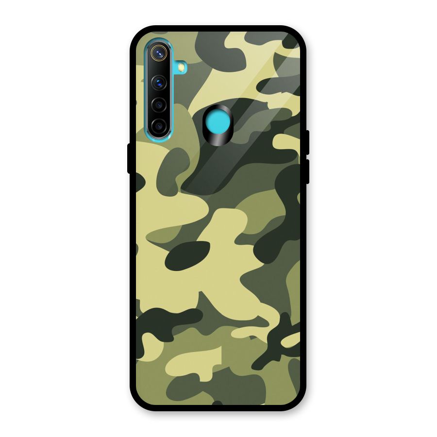 Green Military Pattern Glass Back Case for Realme 5