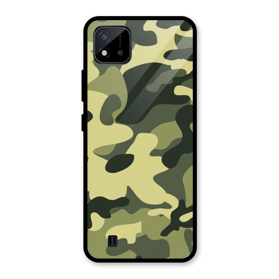 Green Military Pattern Glass Back Case for Realme C11 2021