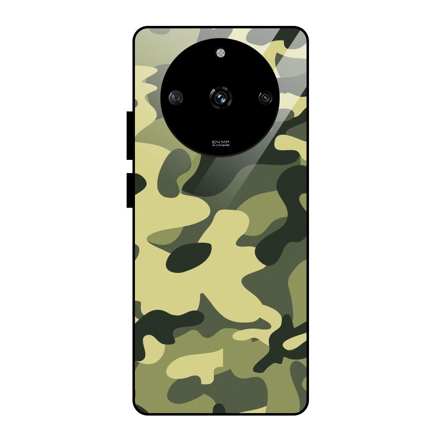Green Military Pattern Glass Back Case for Realme Narzo 60 5G
