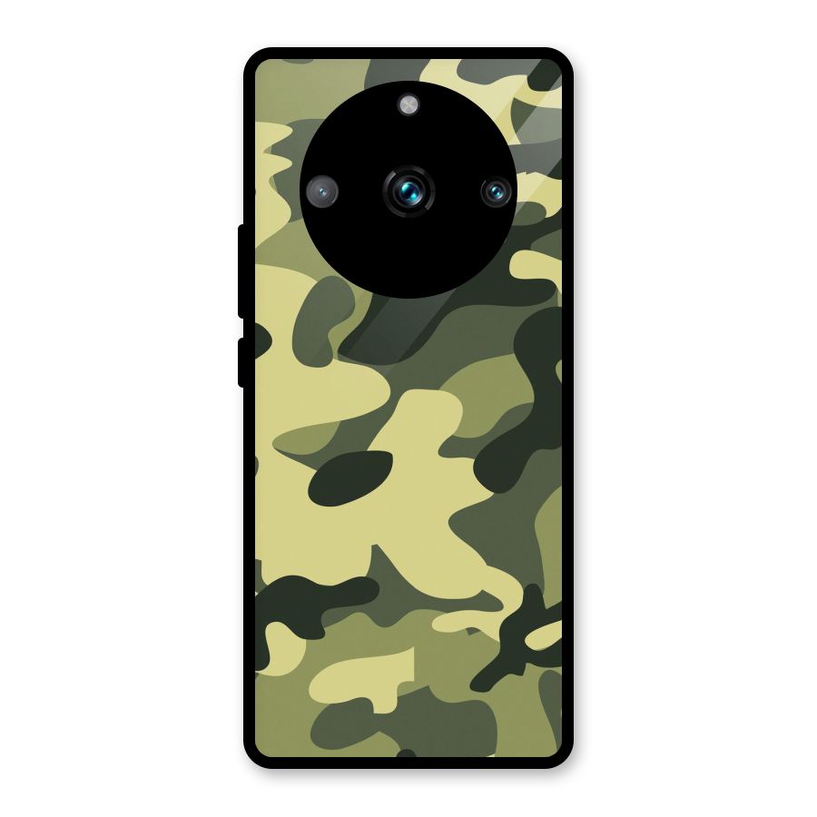 Green Military Pattern Glass Back Case for Realme Narzo 60 Pro