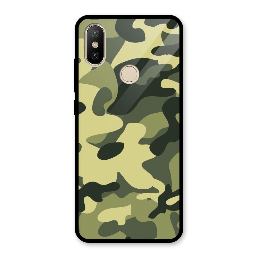 Green Military Pattern Glass Back Case for Redmi A2