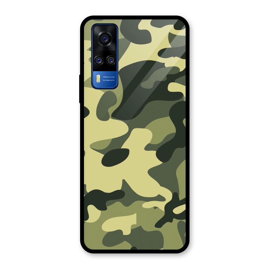 Green Military Pattern Glass Back Case for Vivo Y31