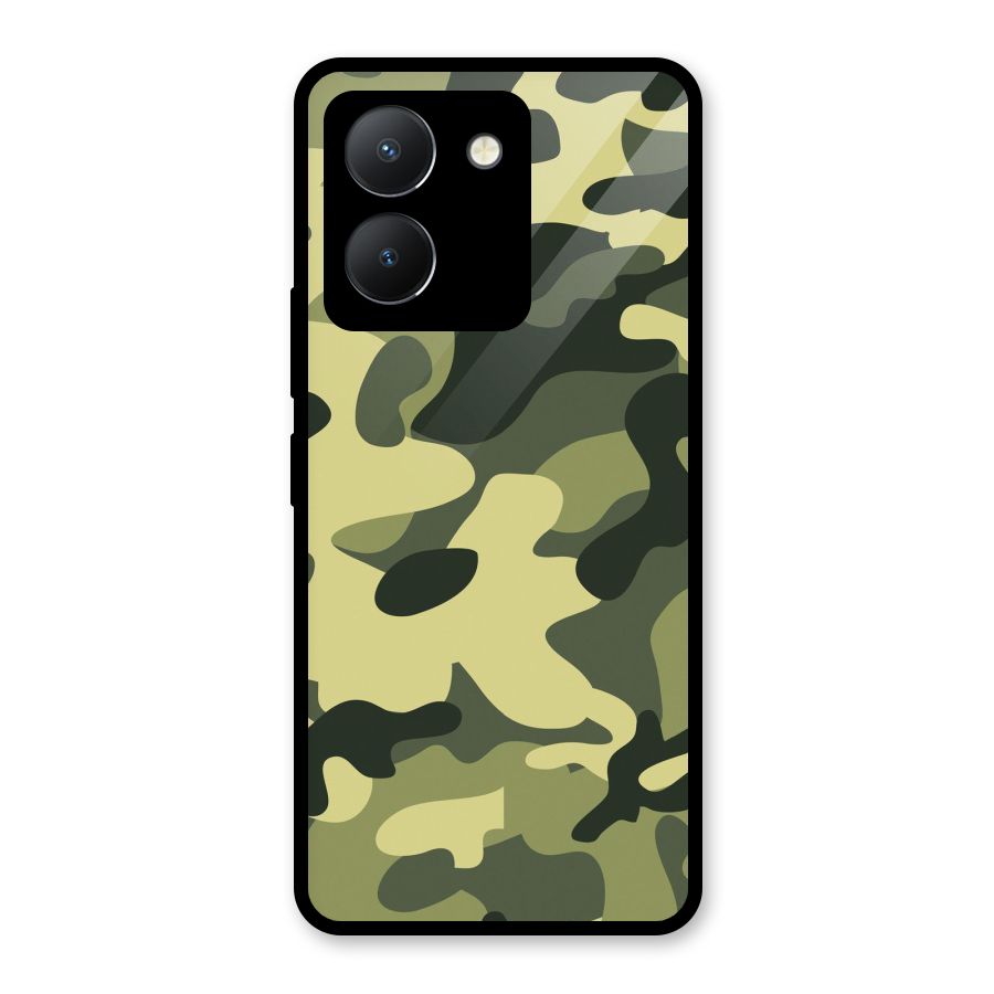 Green Military Pattern Glass Back Case for Vivo Y36