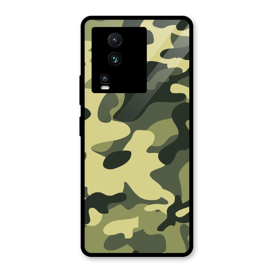 Green Military Pattern Glass Back Case for Vivo iQOO Neo 7 Pro