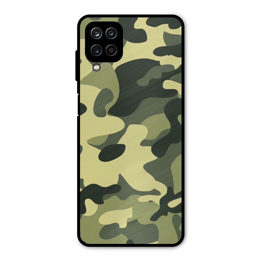 Green Military Pattern Metal Back Case for Galaxy A12