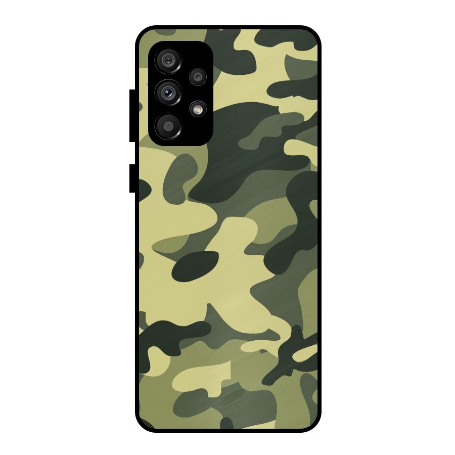 Green Military Pattern Metal Back Case for Galaxy A73 5G