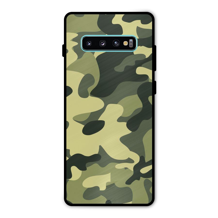 Green Military Pattern Metal Back Case for Galaxy S10 Plus