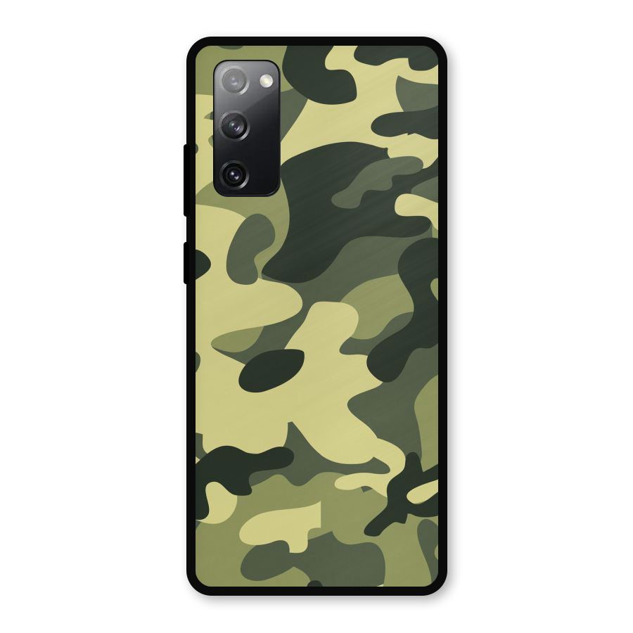 Green Military Pattern Metal Back Case for Galaxy S20 FE 5G