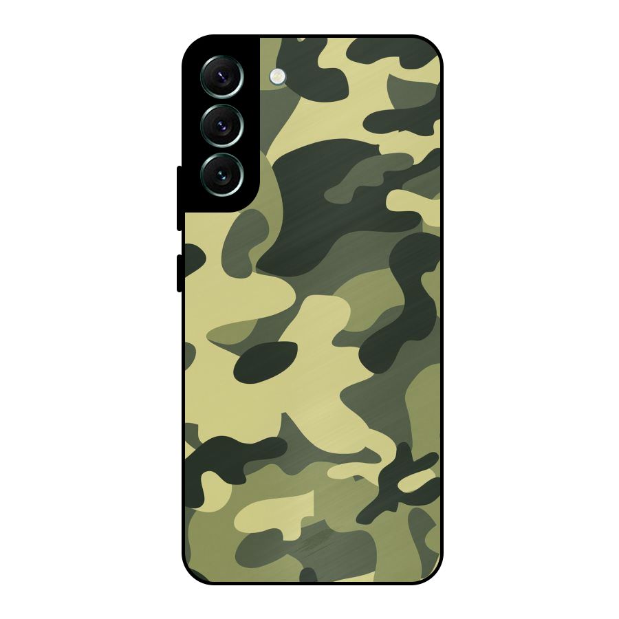 Green Military Pattern Metal Back Case for Galaxy S22 Plus 5G