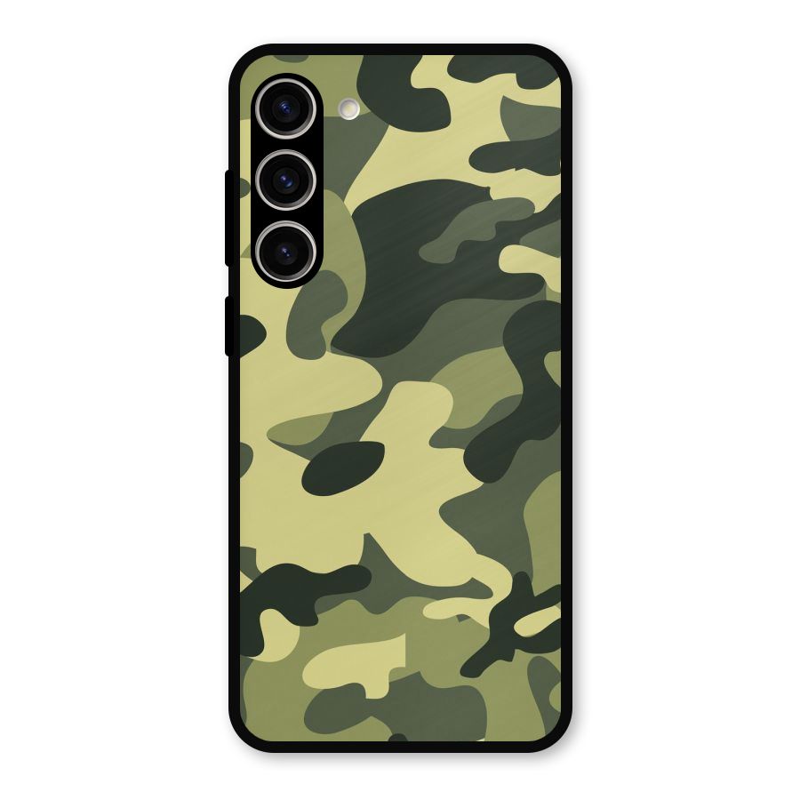 Green Military Pattern Metal Back Case for Galaxy S23 Plus