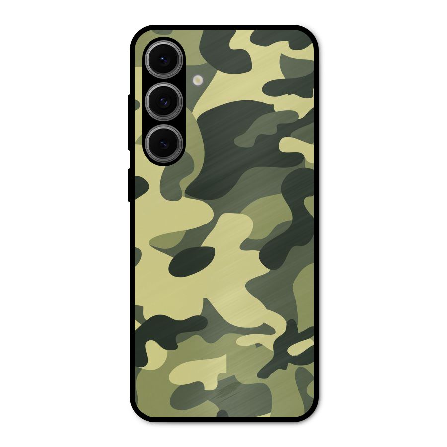Green Military Pattern Metal Back Case for Galaxy S24 FE