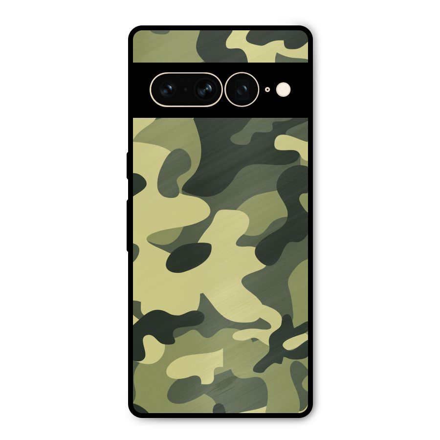Green Military Pattern Metal Back Case for Google Pixel 7 Pro