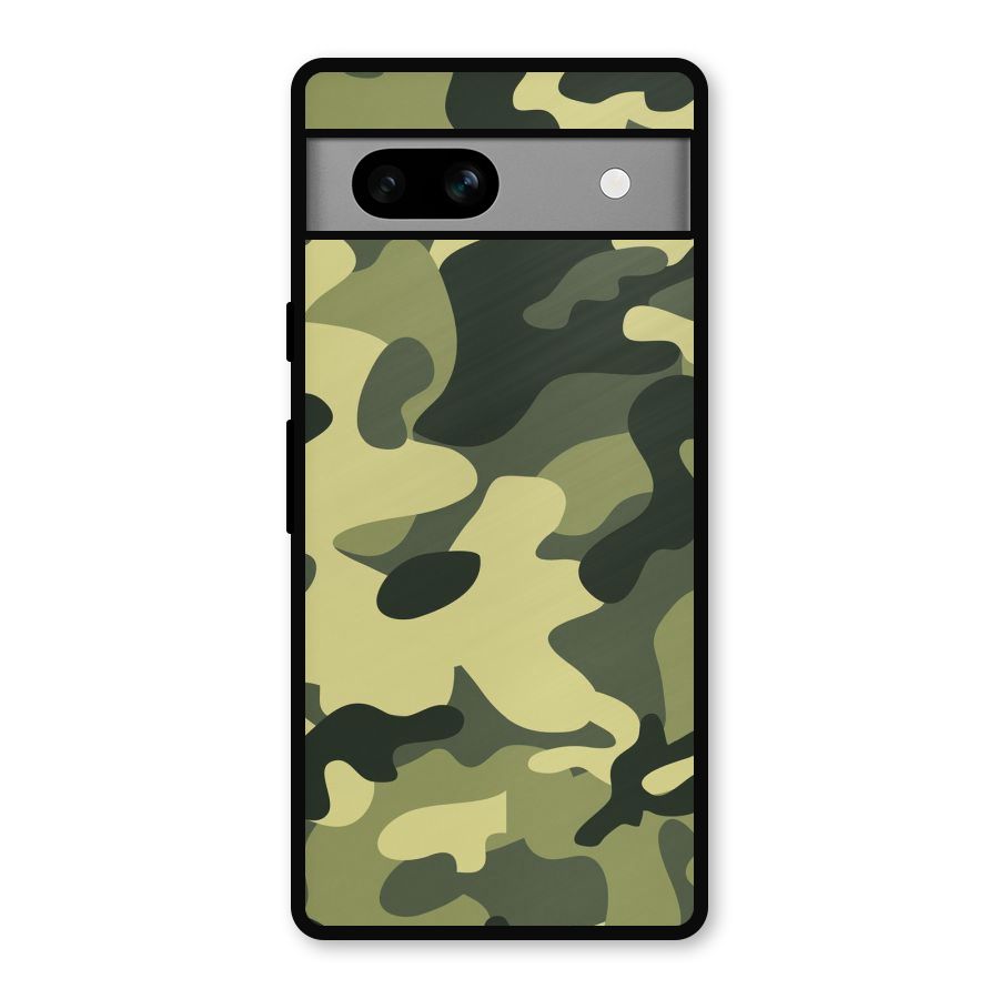 Green Military Pattern Metal Back Case for Google Pixel 7a