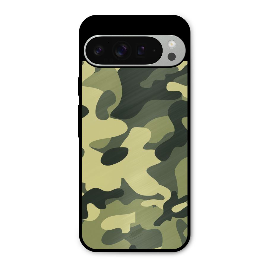 Green Military Pattern Metal Back Case for Google Pixel 9 Pro XL