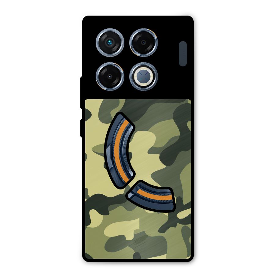 Green Military Pattern Metal Back Case for Infinix GT 20 Pro