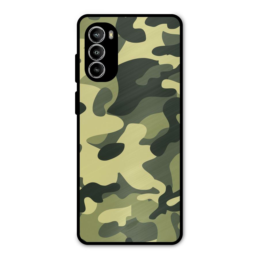 Green Military Pattern Metal Back Case for Moto G52