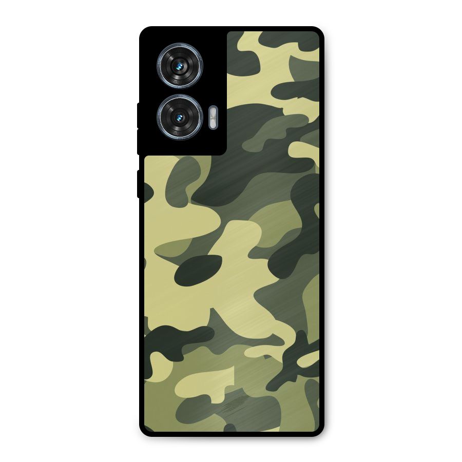 Green Military Pattern Metal Back Case for Motorola Edge 50 Fusion