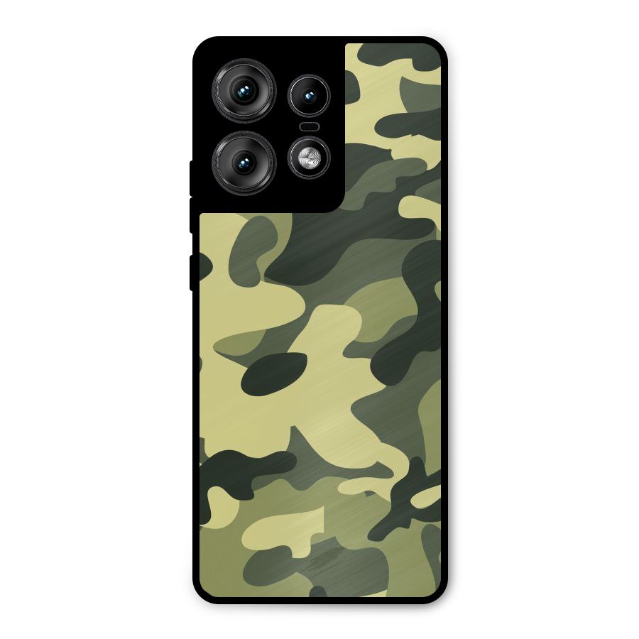Green Military Pattern Metal Back Case for Motorola Edge 50 Pro