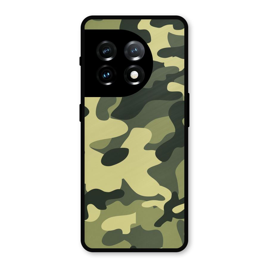 Green Military Pattern Metal Back Case for OnePlus 11