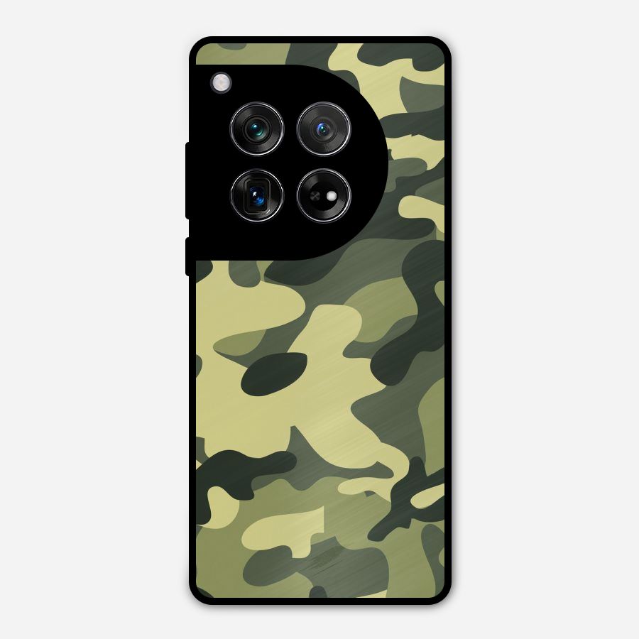 Green Military Pattern Metal Back Case for OnePlus 12