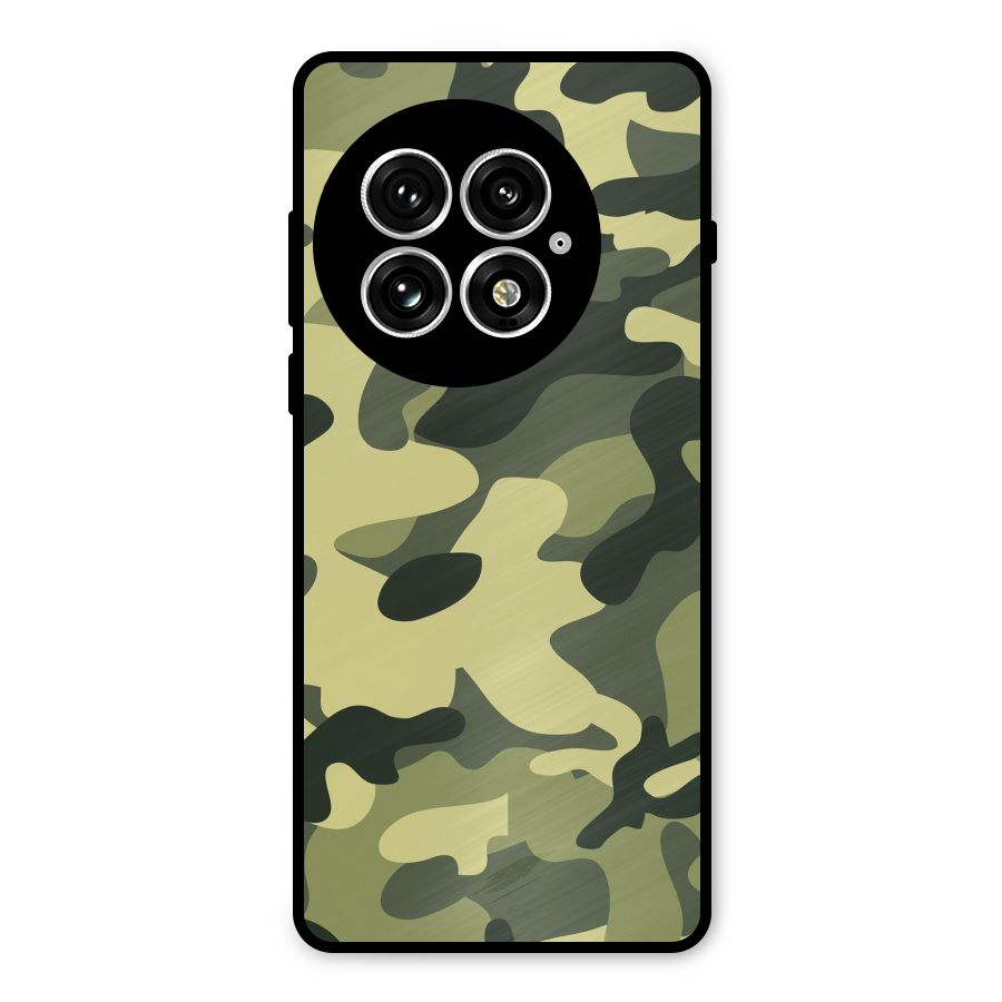 Green Military Pattern Metal Back Case for OnePlus 13