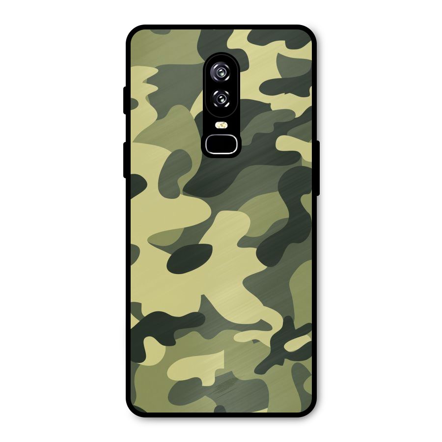 Green Military Pattern Metal Back Case for OnePlus 6