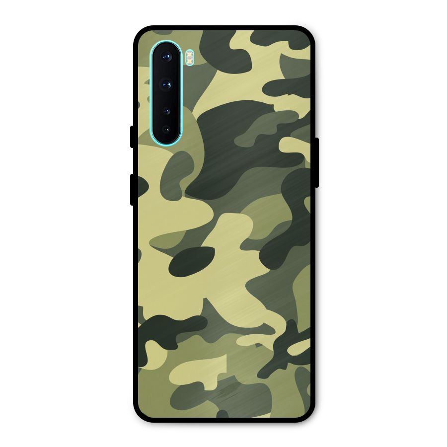 Green Military Pattern Metal Back Case for OnePlus Nord