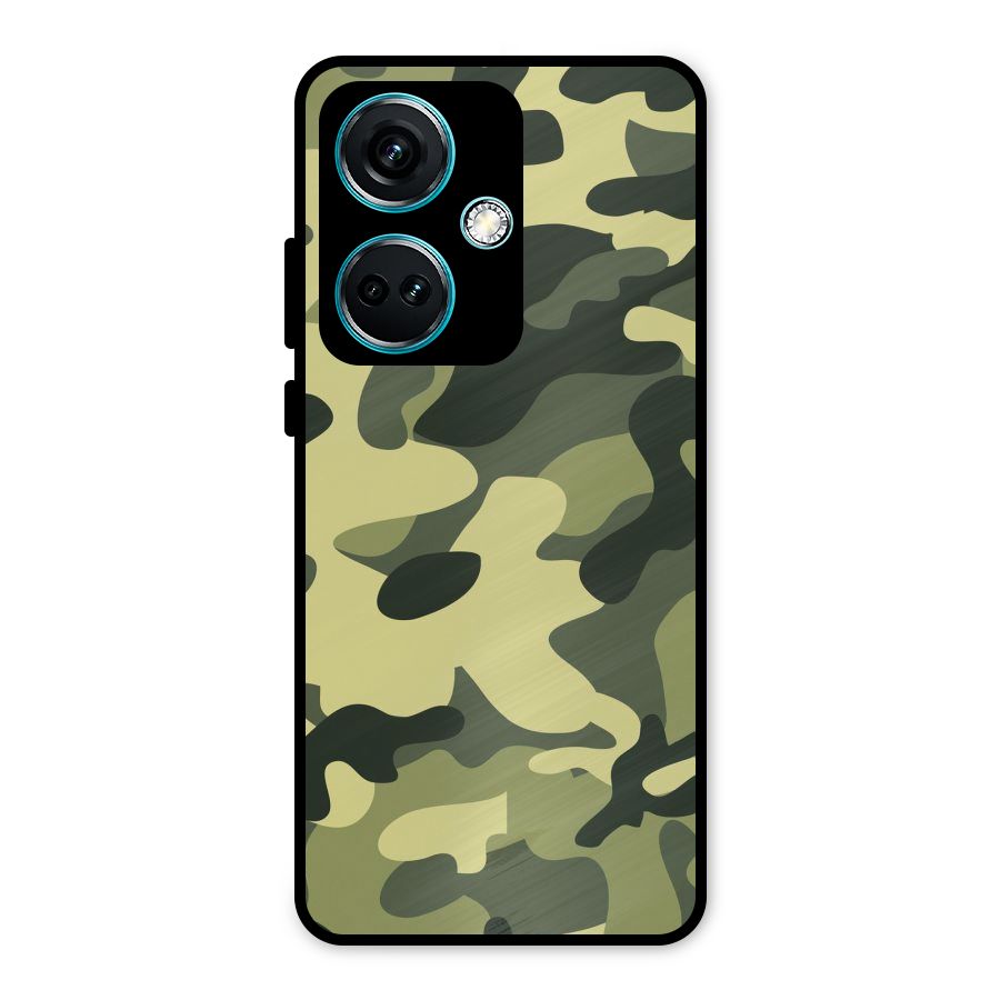 Green Military Pattern Metal Back Case for OnePlus Nord CE 3 5G