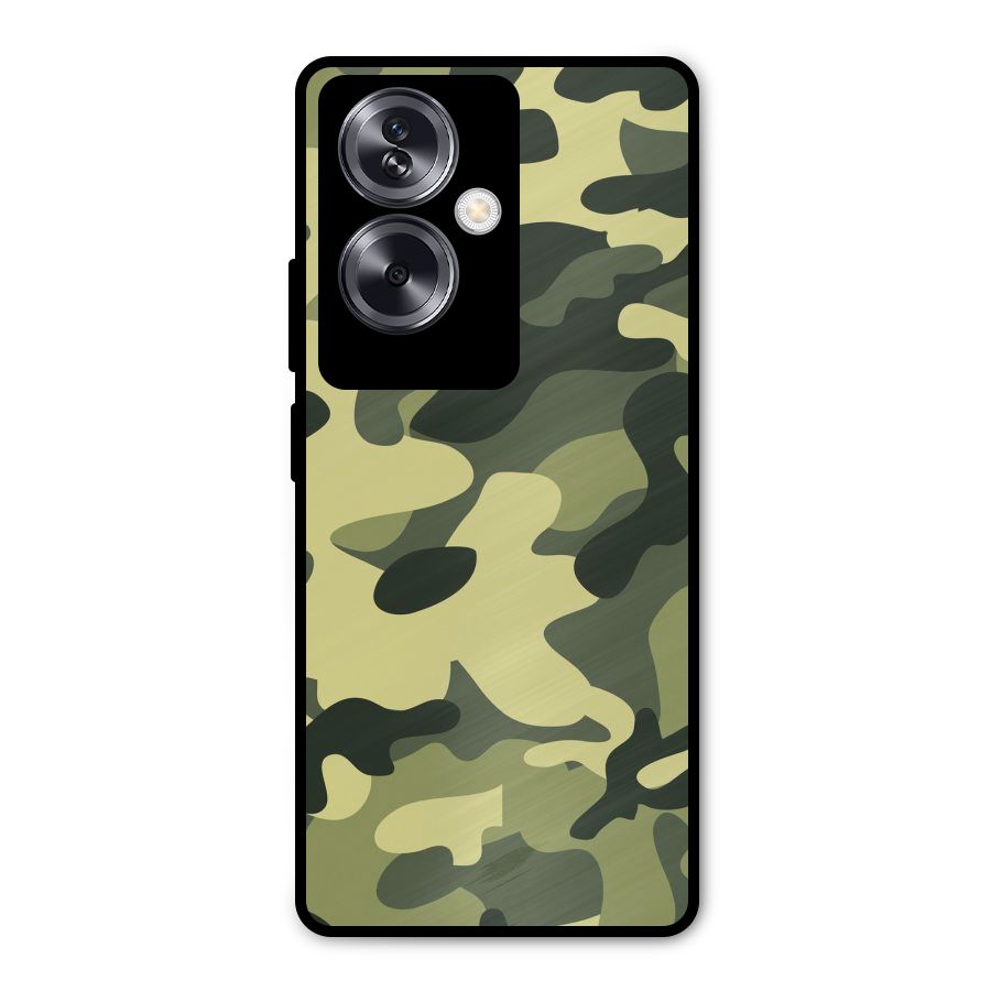 Green Military Pattern Metal Back Case for Oppo A79 5G
