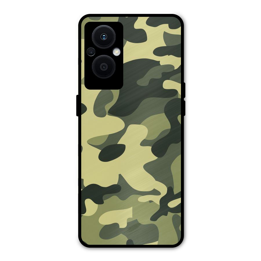 Green Military Pattern Metal Back Case for Oppo F21s Pro 5G