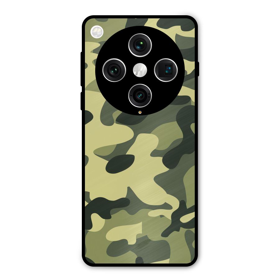 Green Military Pattern Metal Back Case for Oppo Find X8 Pro
