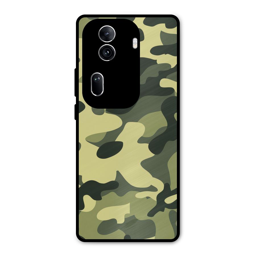 Green Military Pattern Metal Back Case for Oppo Reno11 Pro 5G