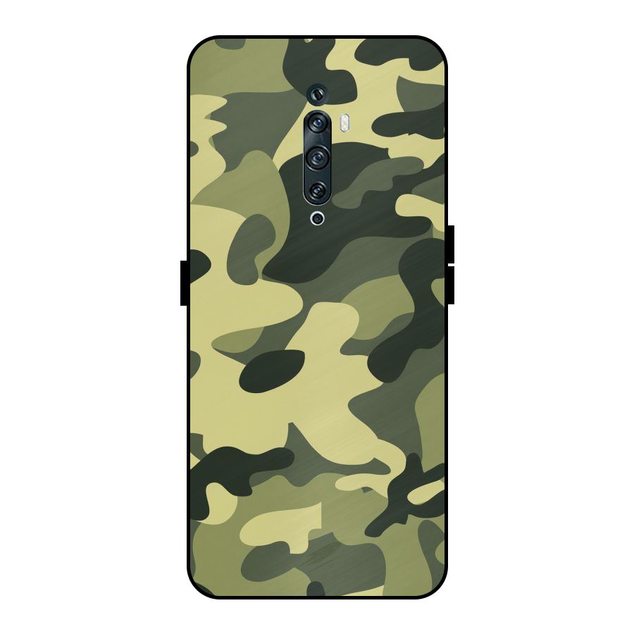 Green Military Pattern Metal Back Case for Oppo Reno2 Z