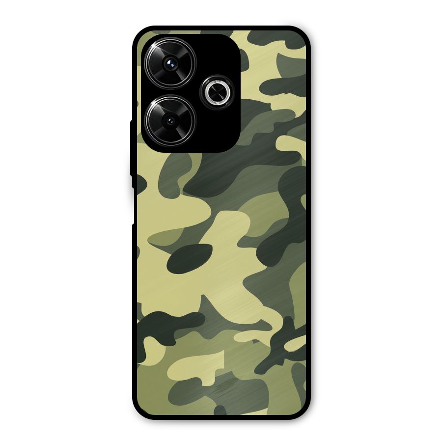 Green Military Pattern Metal Back Case for Poco M6 Plus