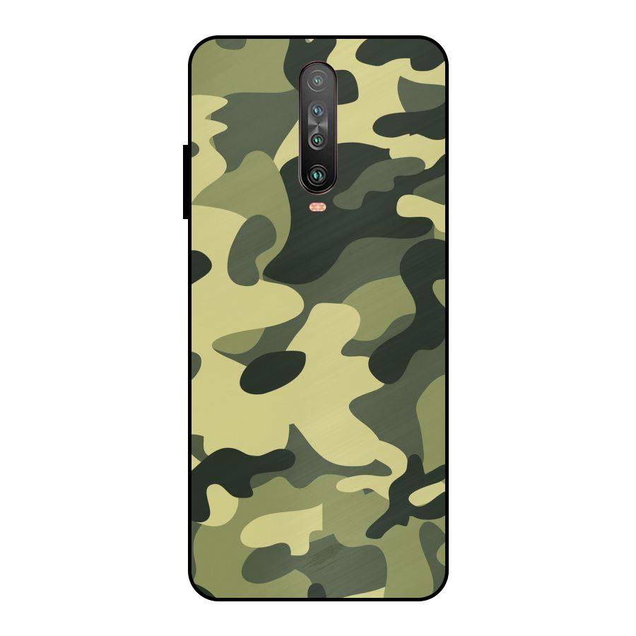 Green Military Pattern Metal Back Case for Poco X2