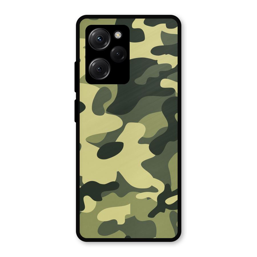 Green Military Pattern Metal Back Case for Poco X5 Pro