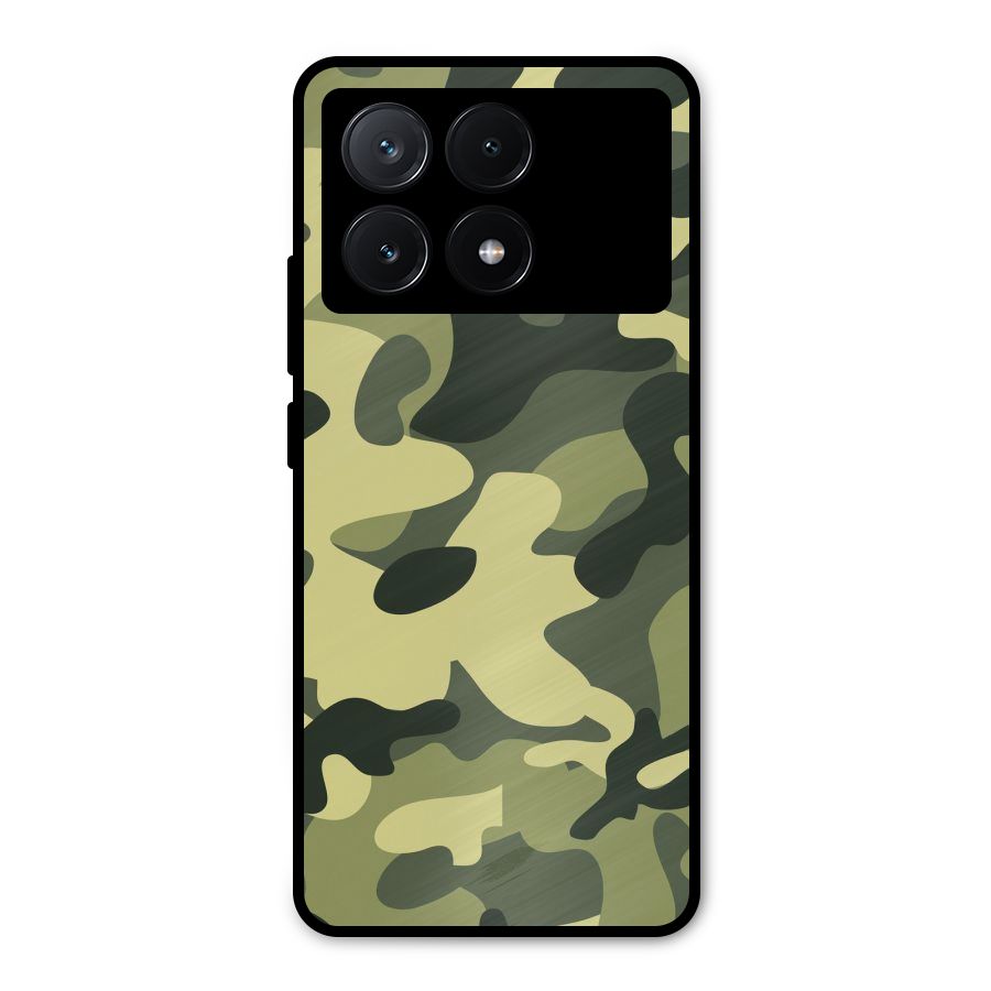 Green Military Pattern Metal Back Case for Poco X6 Pro