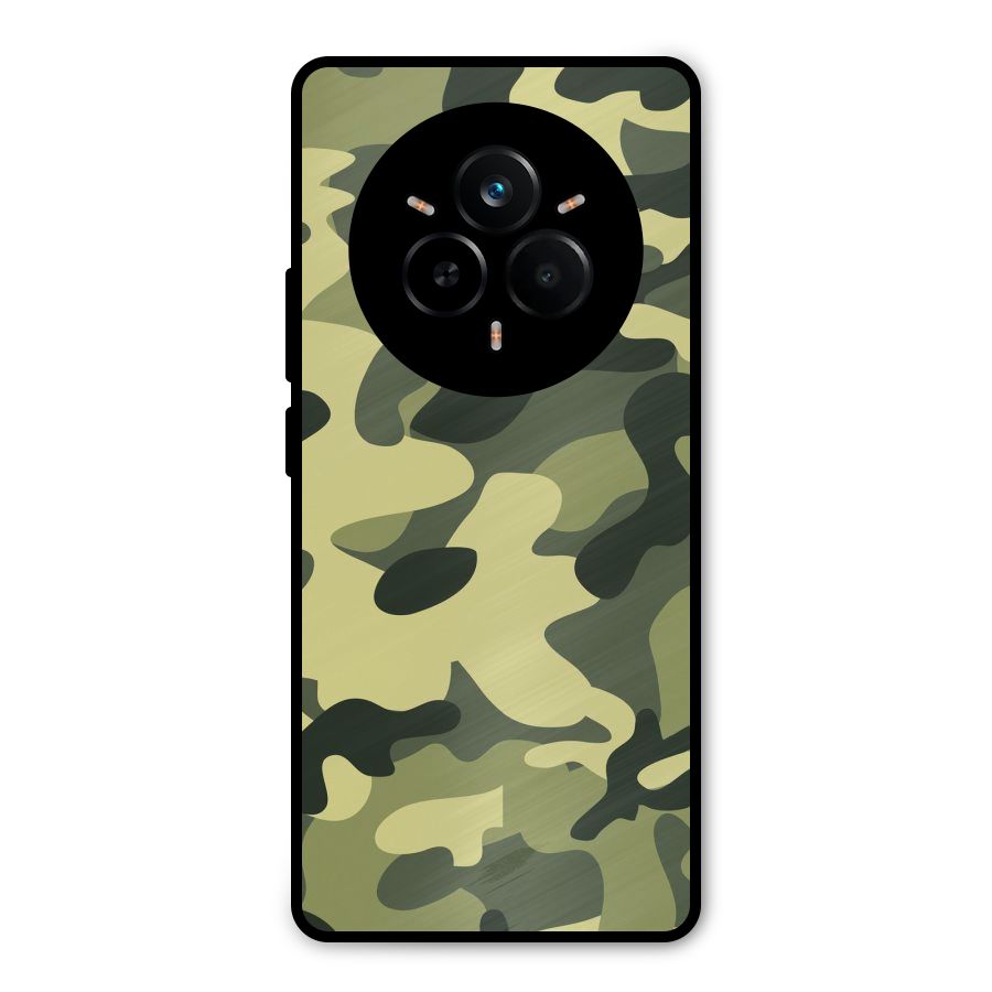 Green Military Pattern Metal Back Case for Realme 14 Pro