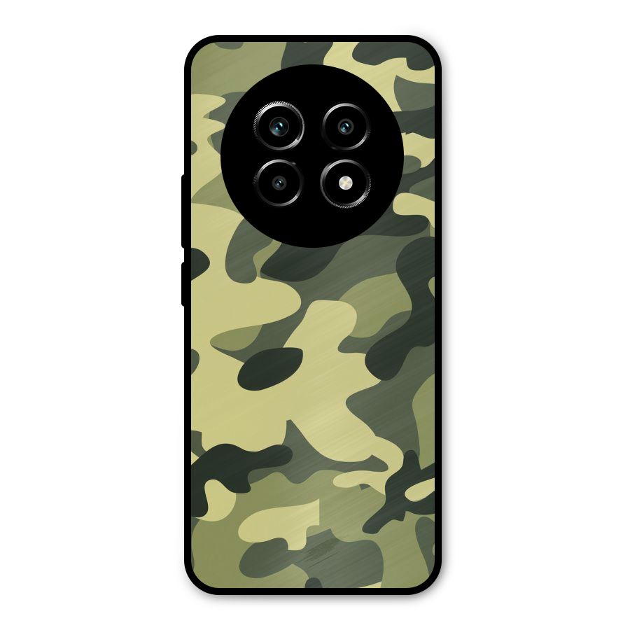 Green Military Pattern Metal Back Case for Realme 14 Pro Lite