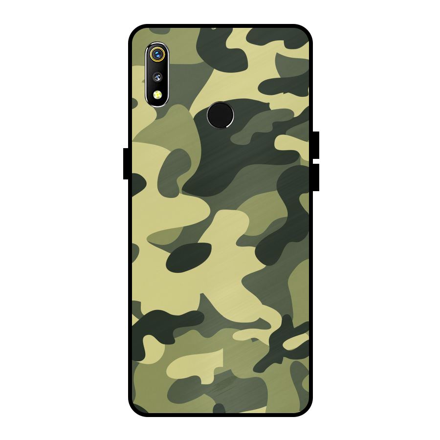 Green Military Pattern Metal Back Case for Realme 3i