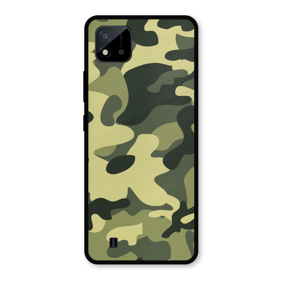 Green Military Pattern Metal Back Case for Realme C11 2021