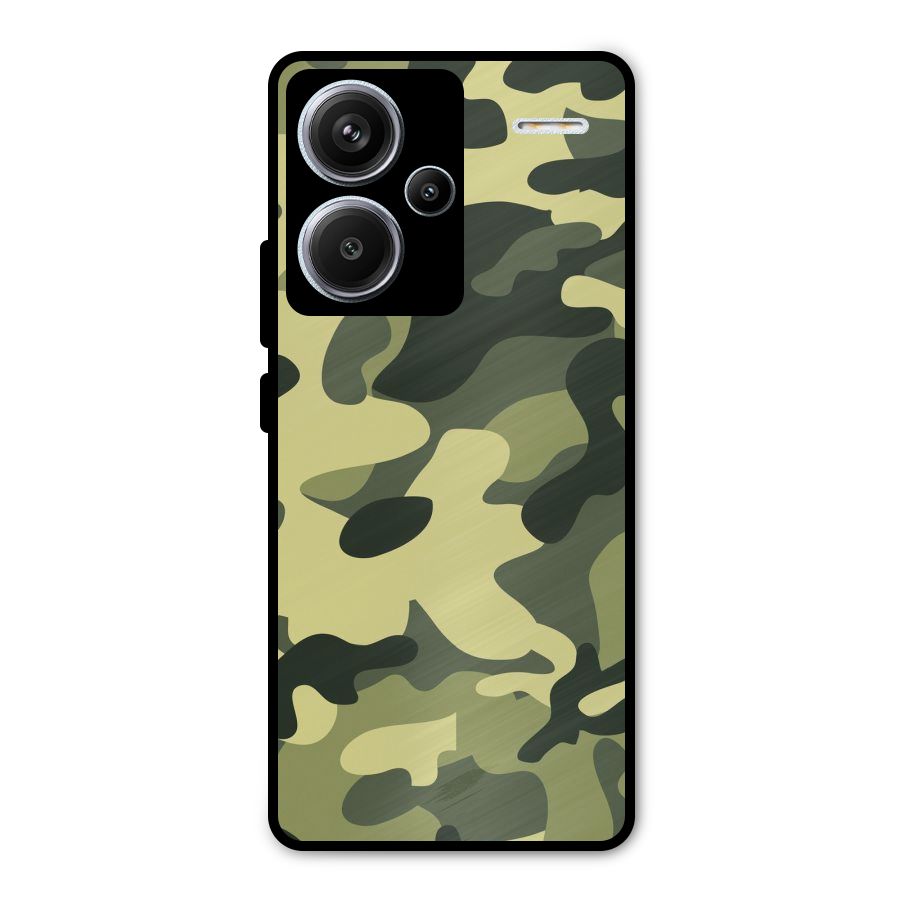 Green Military Pattern Metal Back Case for Redmi Note 13 Pro Plus