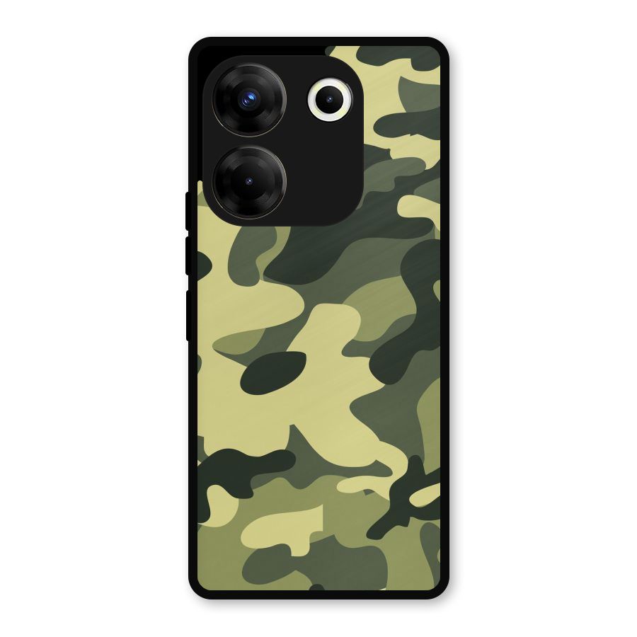 Green Military Pattern Metal Back Case for Tecno Camon 20 Pro