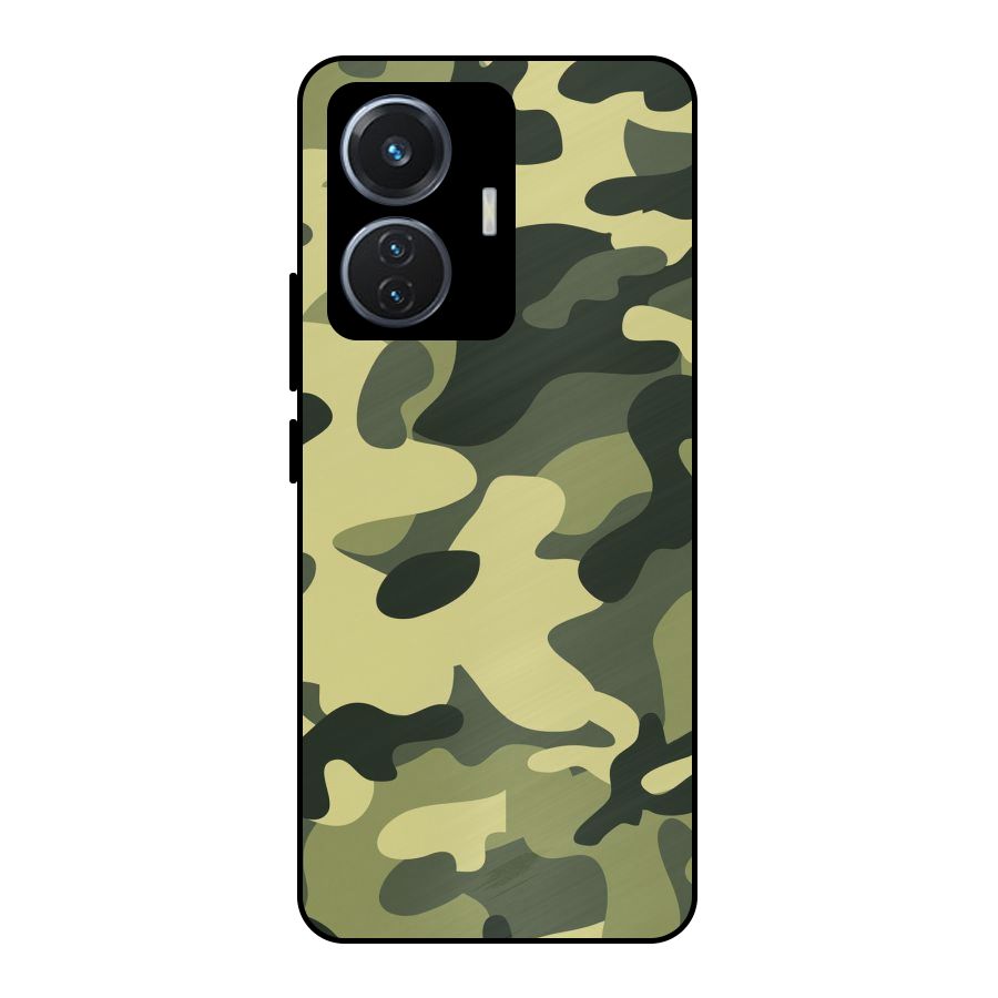 Green Military Pattern Metal Back Case for Vivo T1 44W